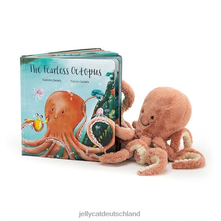 Jellycat Das furchtlose Oktopus-Buch und Odell Oktopus-Aprikose Buch Z8424810