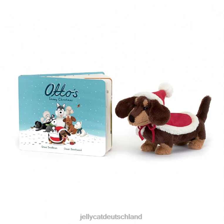 Jellycat Ottos verschneites Weihnachtsbuch & Winterwärmer Otto Wursthund braun Buch Z8424305