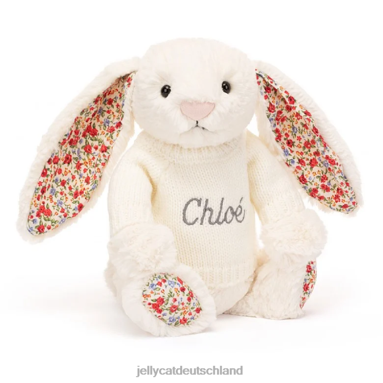 Jellycat Blütenhase mit personalisiertem Pullover creme Spielzeug Z8424594