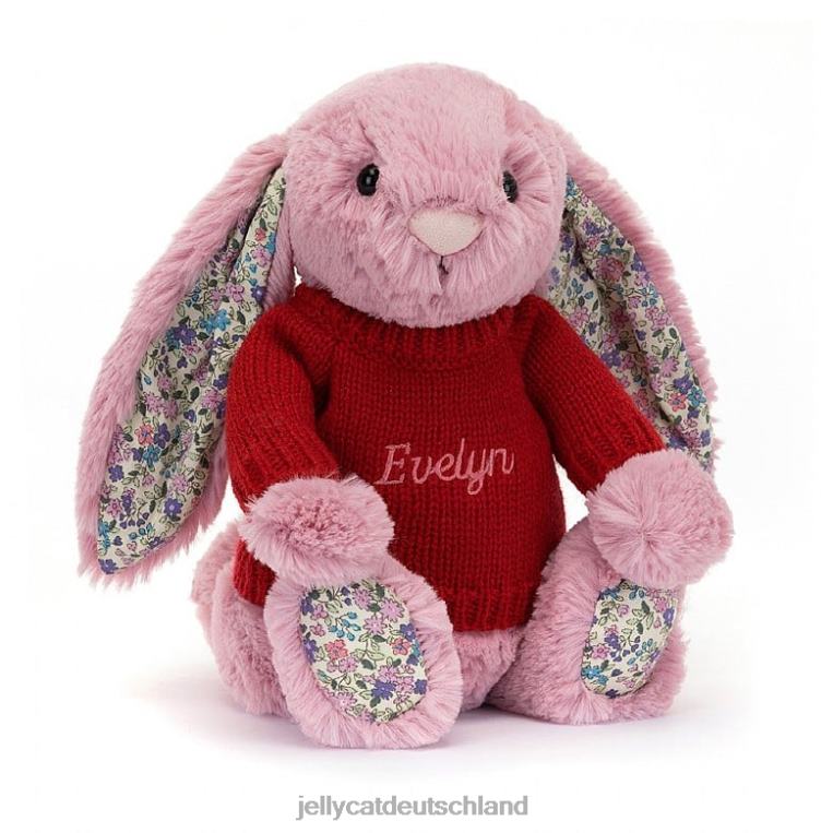 Jellycat Blütentulpenhase mit personalisiertem roten Pullover rosa Spielzeug Z8424430