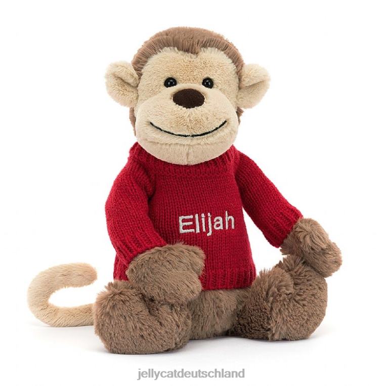 Jellycat schüchterner Affe mit personalisiertem roten Pullover braun Spielzeug Z8424189