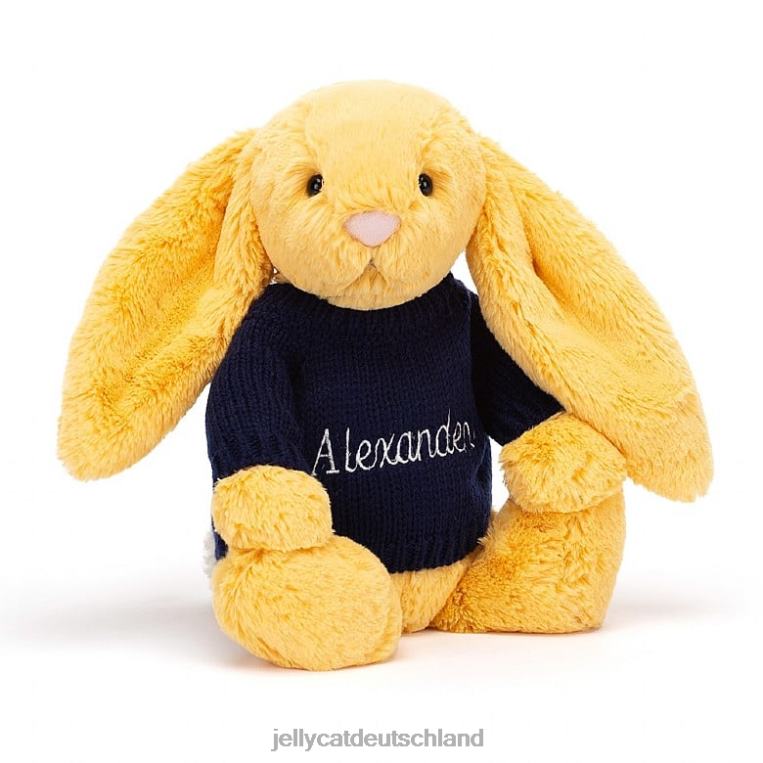 Jellycat schüchterner Hase mit personalisiertem marineblauem Pullover Sunshine Spielzeug Z8424390