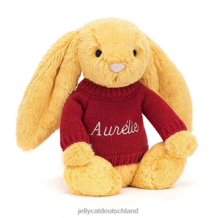 Jellycat schüchterner Hase mit personalisiertem roten Pullover Sonnenschein Spielzeug Z8424332