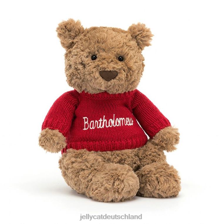 Jellycat Bartholomäusbär mit personalisiertem roten Pullover braun Spielzeug Z8424140